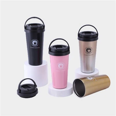 Roestvrijstalen thermosbeker met inklapbaar handvat